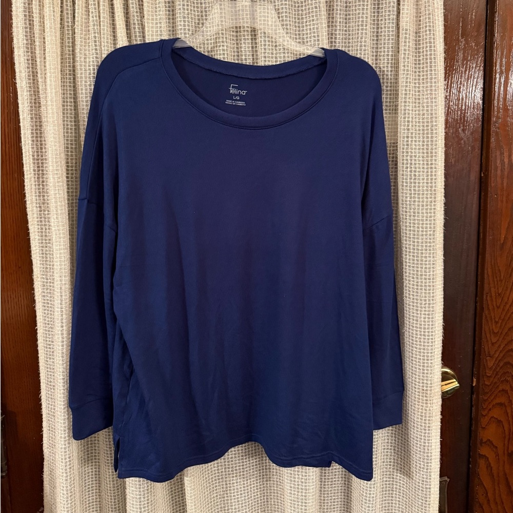 Felina Blue Women’s Size Large Long Sleeve Tee Polyester/spandex